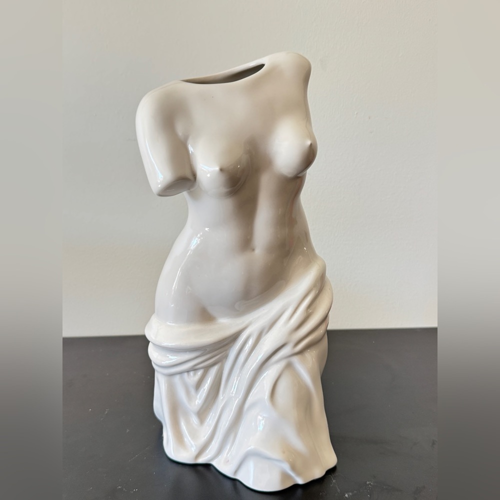 H&M Home Stoneware vase decor shelf green goddess body torso neutral